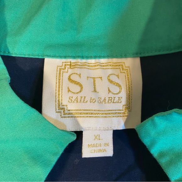 Sail To Sable Size XL Navy Blue & Kelly Green Color Block Sleeveless Shift Dress - Picture 6 of 8